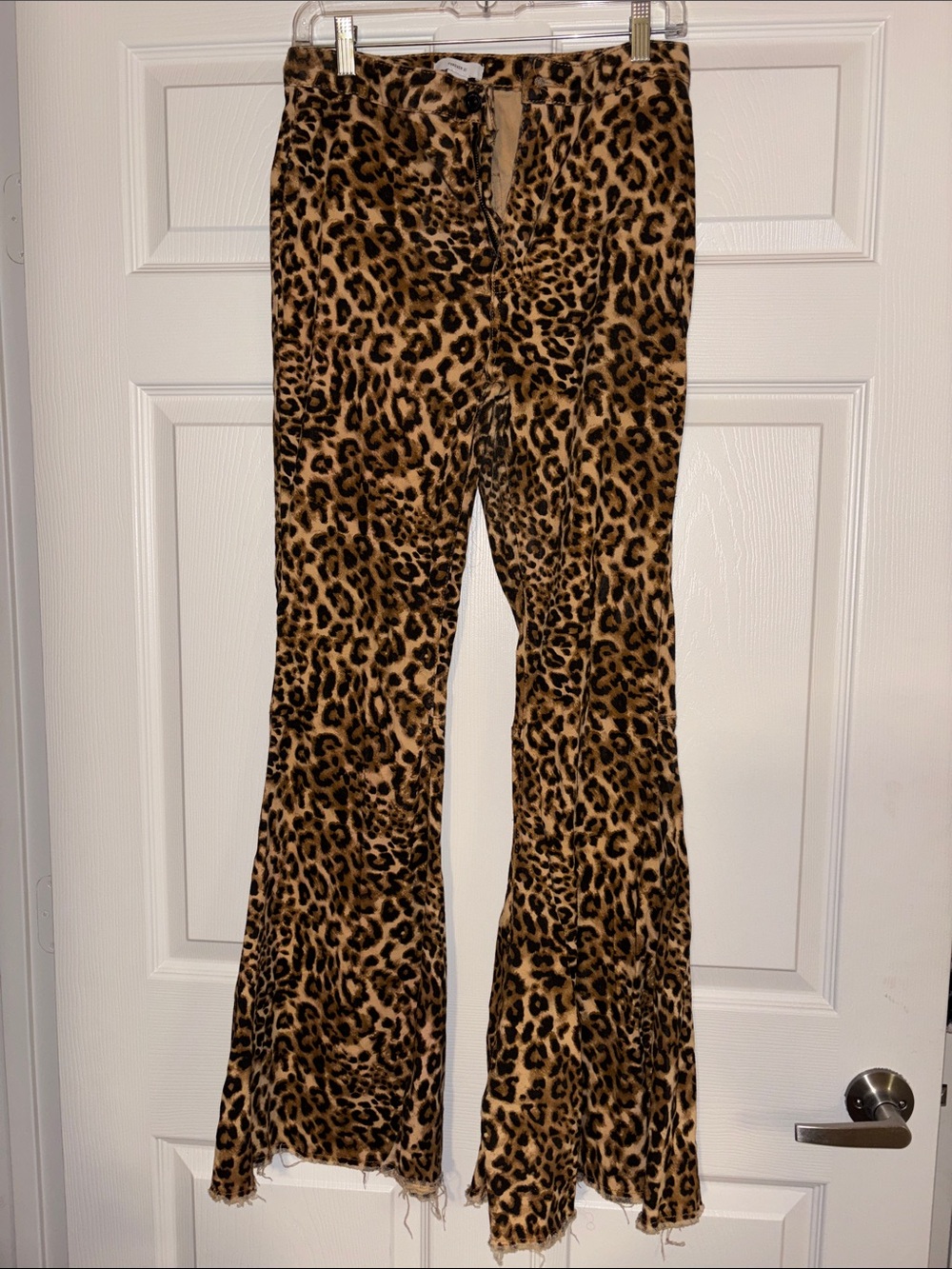 Forever 21 Leopard Print Flare Jeans - Brown & Black